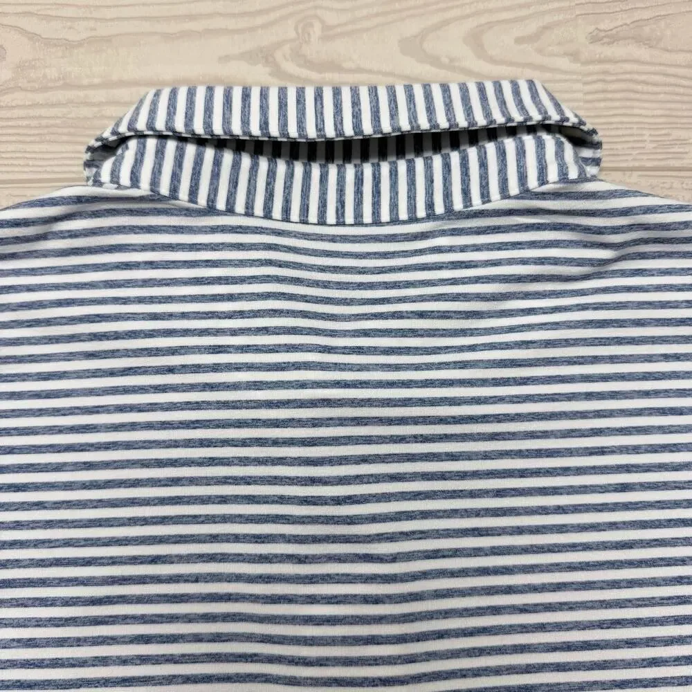 Vineyard Vines Sankaty Performance Polo Boys Large 16 Blue Striped Golf Shirt